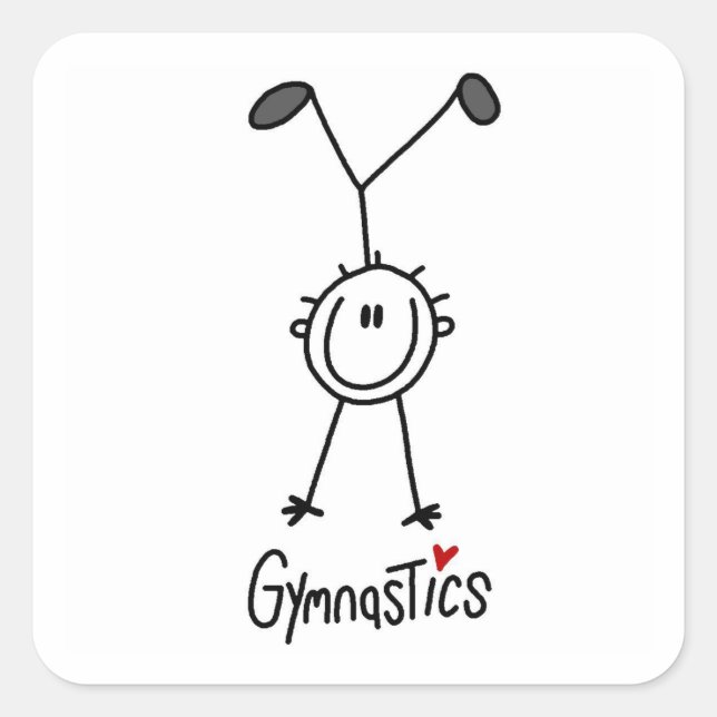 Simple Stick Figure Gymnast Square Sticker (Front)