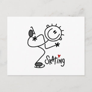 Simple Stick Figure Ice Skating T-shirts and Gifts Postcard