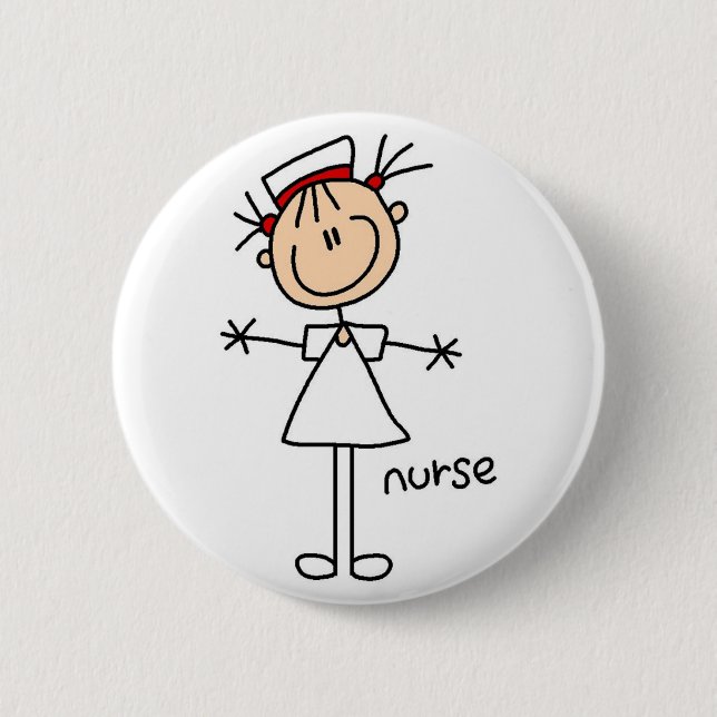 Simple Stick Figure Nurse T-shirts and Gifts 6 Cm Round Badge (Front)