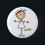 Simple Stick Figure Nurse T-shirts and Gifts 6 Cm Round Badge<br><div class="desc">An adorable nurse design featuring a simple stick figure nurse on nurse T-shirts,  mugs,  cards,  stickers,  tote bags,  and other items great for RNs,  LPNs,  ER nurses,  paediatrics nurses,  and future nurses!</div>