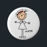 Simple Stick Figure Nurse T-shirts and Gifts 6 Cm Round Badge<br><div class="desc">An adorable nurse design featuring a simple stick figure nurse on nurse T-shirts,  mugs,  cards,  stickers,  tote bags,  and other items great for RNs,  LPNs,  ER nurses,  paediatrics nurses,  and future nurses!</div>