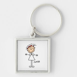 Simple Stick Figure Nurse Tshirts and Gifts Key Ring