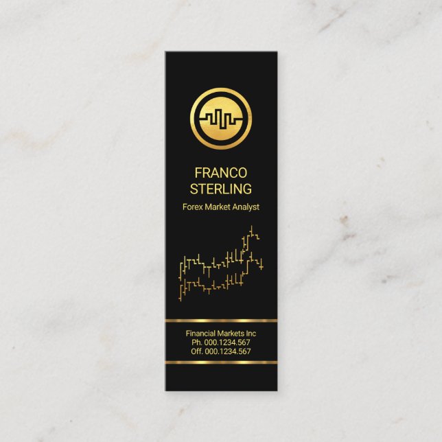 Simple Stock Exchange Graph Financial Manager Mini Business Card (Front)