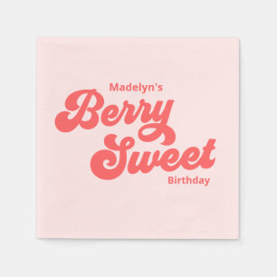Simple Strawberry Berry Sweet Birthday Summer Napkin