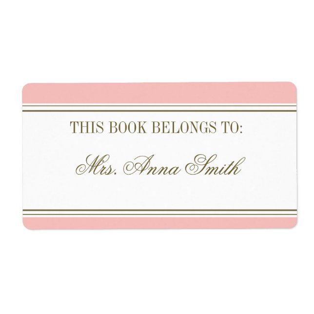Simple Stripe Blush Pink Bookplate (Front)