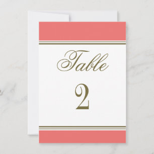 Simple Stripe Coral Reception Table Number