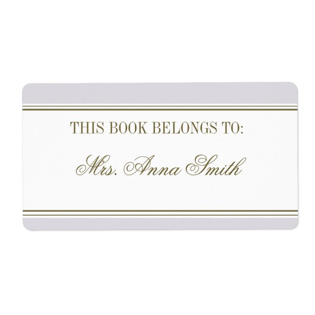 Simple Stripe Mauve Bookplate (Front)