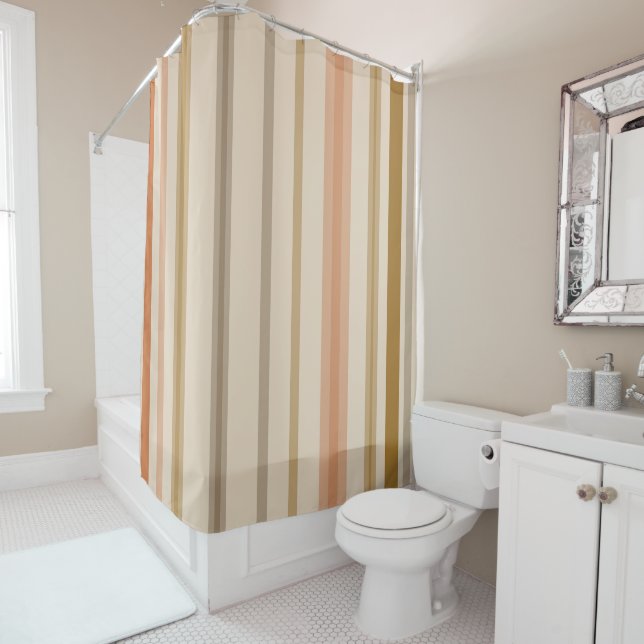 Simple Stripe Pattern Shower Curtain (In Situ)