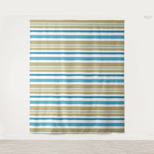 simple, striped pattern , olive and blue throw pil tapestry