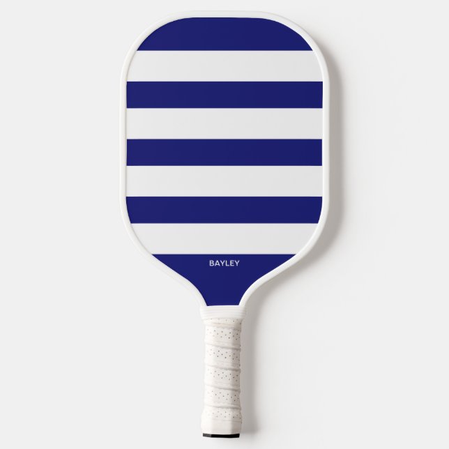 Simple Stripes, Any Colour, Custom Monogram Name Pickleball Paddle (Back)