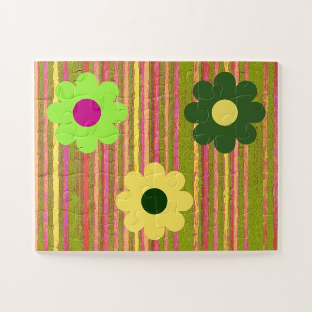 Simple Stripes Flower Young Childrens Puzzle (Horizontal)