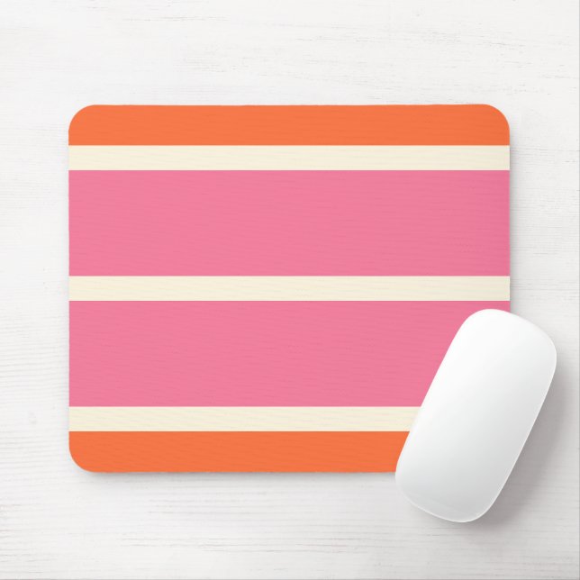 Simple Stripes in Pink, Orange and Cream Mouse Pad (With Mouse)