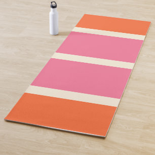 Simple Stripes in Pink, Orange and Cream Yoga Mat