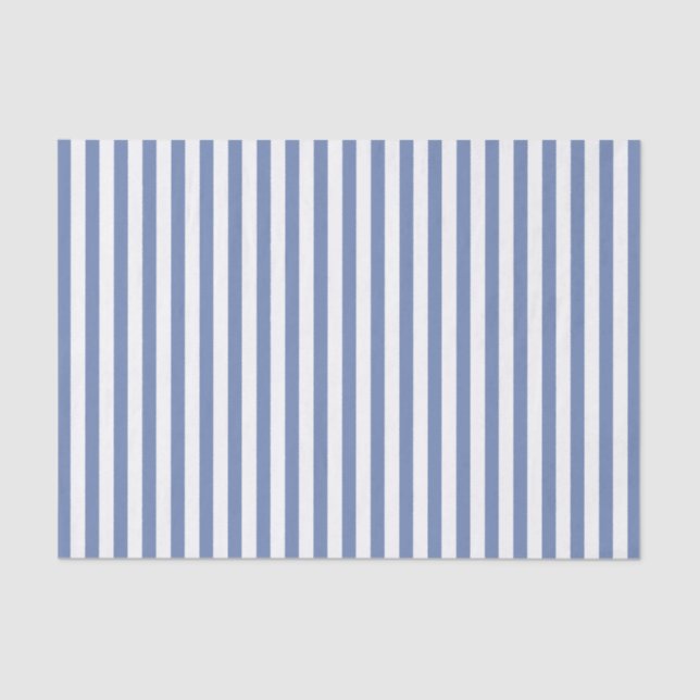 Simple Stripes Pattern Blue White Geometric Tissue Paper (Front)