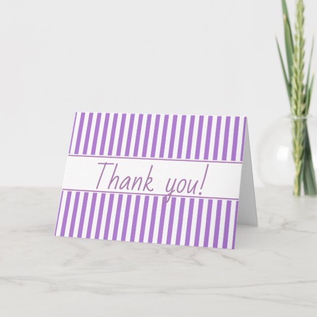Simple Stripes Pattern - Geometric Lavender/White Thank You Card (Front)