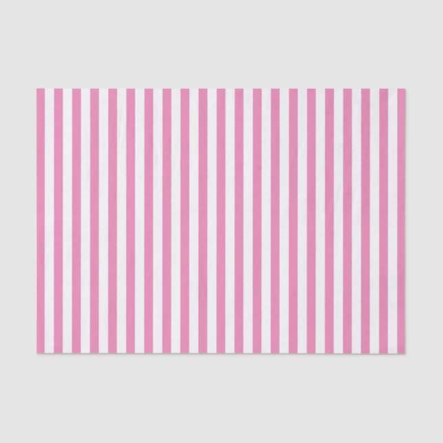 Simple Stripes Pattern Pink/White Geometric Tissue Paper (Front)