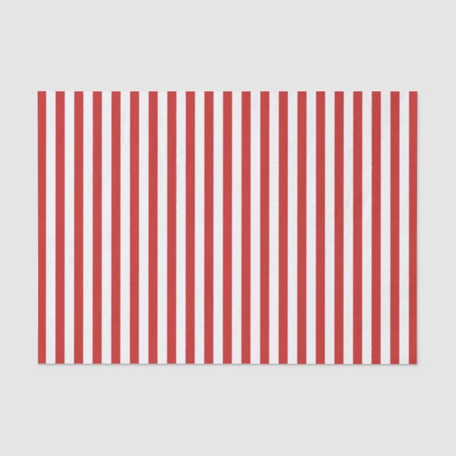 Simple Stripes Pattern Red/White Geometric Tissue Paper (Front)