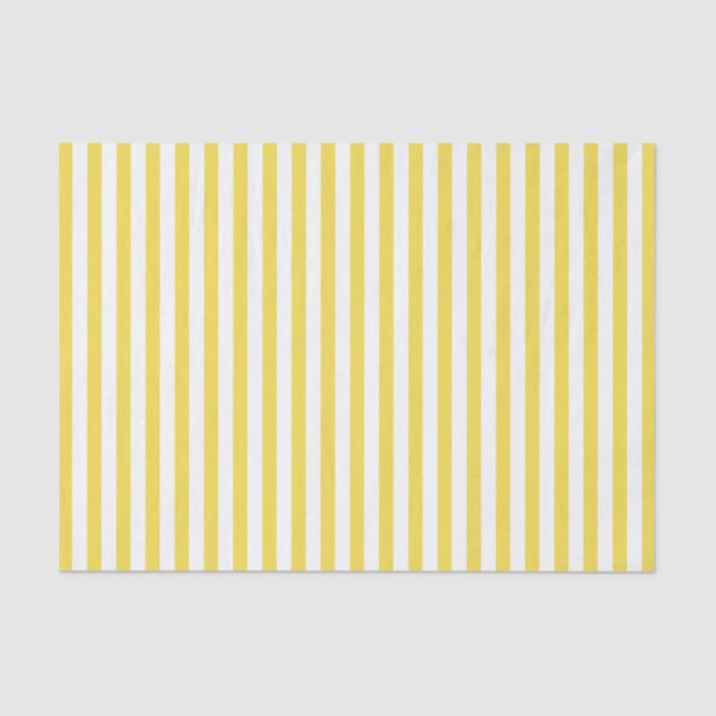 Simple Stripes Pattern Yellow White Geometric Tissue Paper (Front)