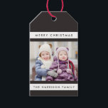 Simple Stripes Photo Holiday Gift Tags<br><div class="desc">Add a meaningful touch to your gift giving this year with personalised photo gift tags!  Easy to customise with your own photo and text.  Background colour and text can be customised to any colour you'd like,  using the customisation options.</div>
