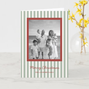 Simple Stripes Photo Modern Christmas Card