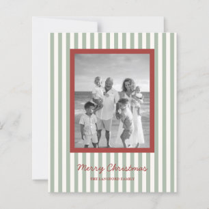 Simple Stripes Photo Modern Christmas Card