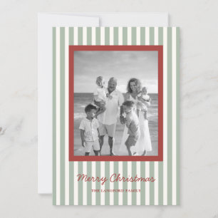 Simple Stripes Photo Modern Christmas Holiday Card