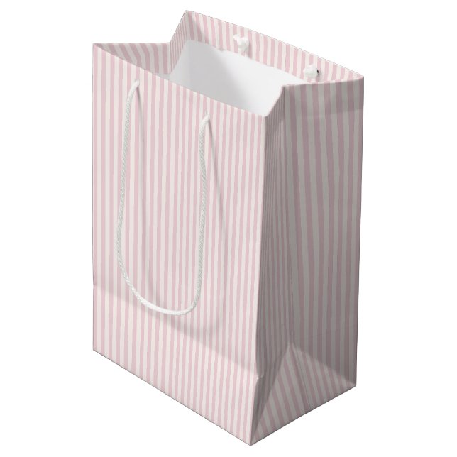 Simple Stripes - Soft Blush Medium Gift Bag (Front Angled)