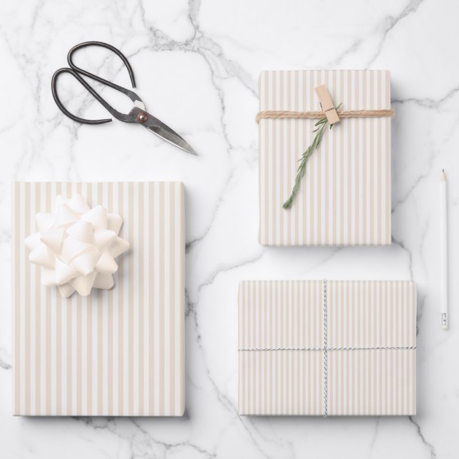 Simple Stripes - Soft Linen Wrapping Paper Sheet (Front)