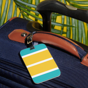 Simple Stripes - Turquoise and yellow Luggage Tag