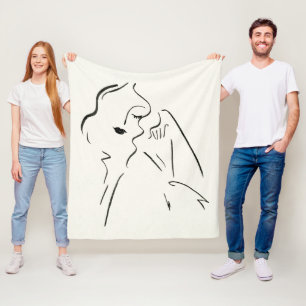 Simple Study - Sketch of a Lady Fleece Blanket