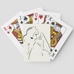 Simple Study - Sketch of a Lady Playing Cards