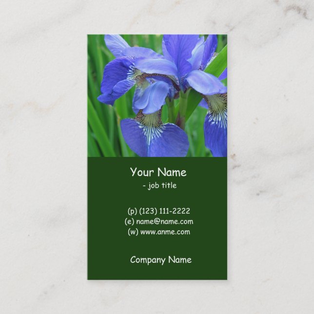 simple style, blue iris business card (Front)