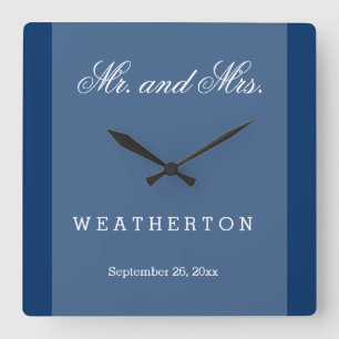 Simple Style Mr. and Mrs. Wedding Names and Date A Square Wall Clock