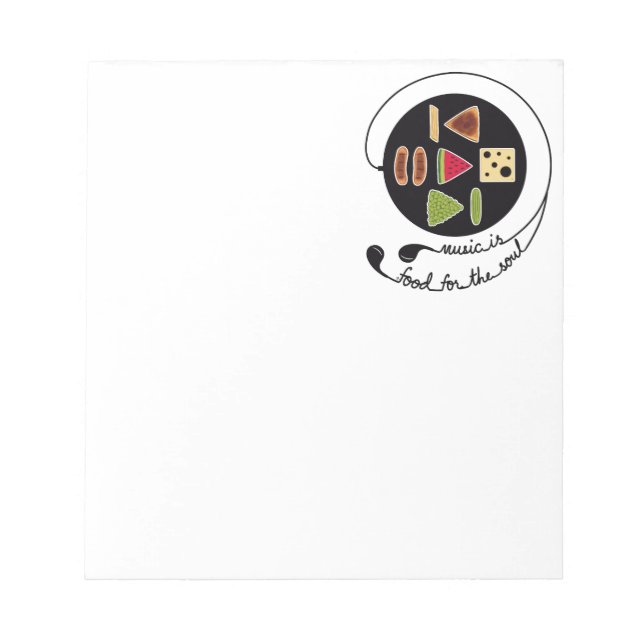  Simple Stylised Music Player with Food Icons Notepad (Front)