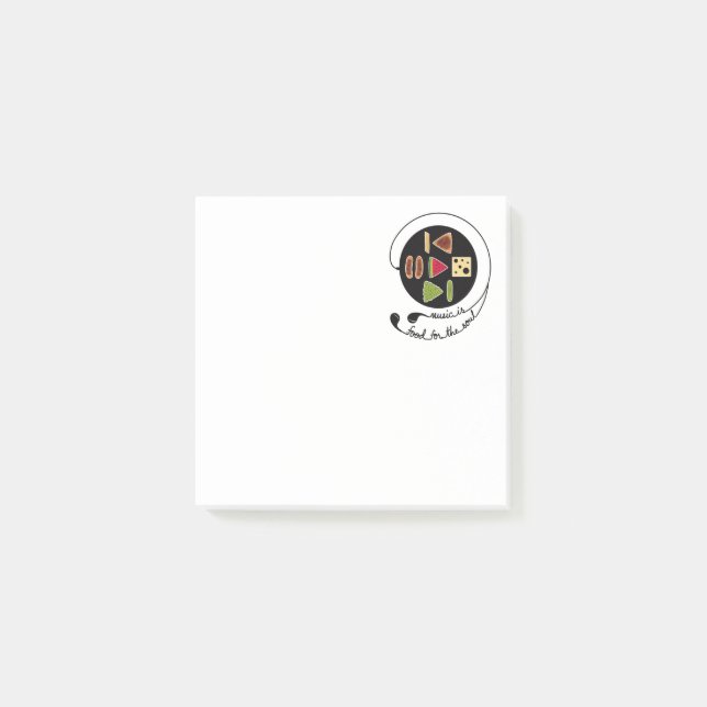  Simple Stylised Music Player with Food Icons Post-it Notes (Front)