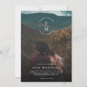 Simple Stylish 2 Photo Script Wedding Invitation
