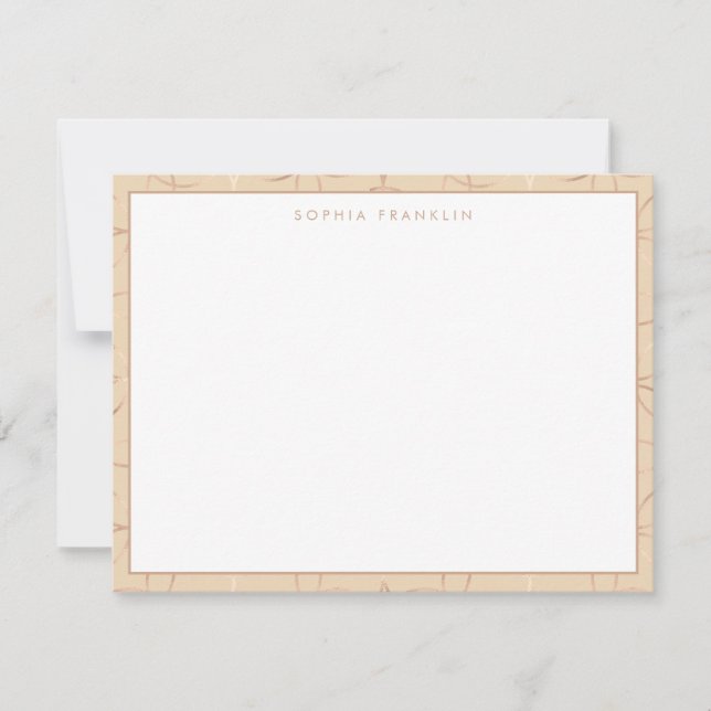 Simple Stylish Beige and Gold Circle Pattern Name Card (Front)