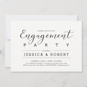 Simple Stylish Black Wedding Engagement Party Invitation