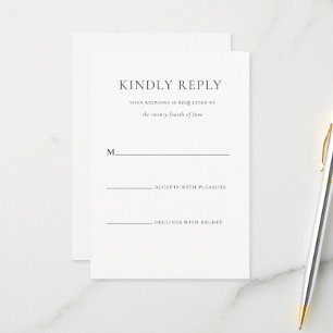 Simple Stylish Black White Monogram Formal Wedding RSVP Card