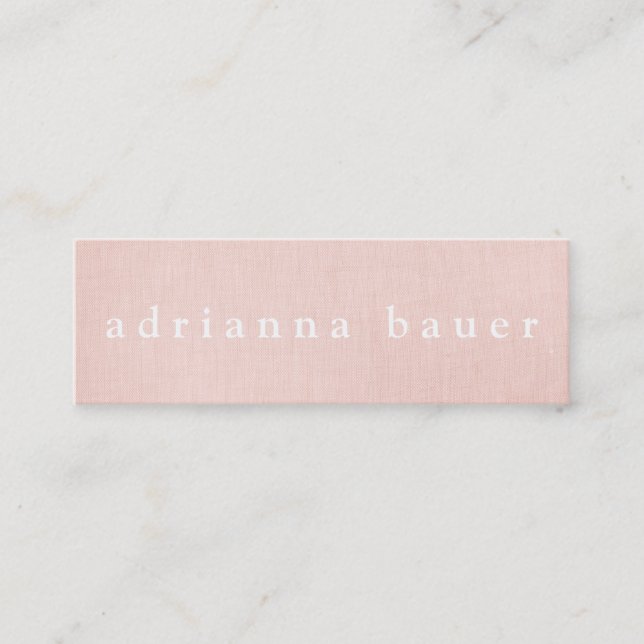 Simple Stylish Blush Pink Faux Linen Beauty Spa 3 Mini Business Card (Front)