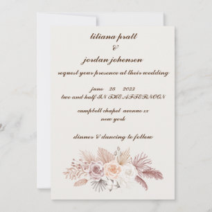 SIMPLE STYLISH BOHO FLORAL WEDDING INVITATION