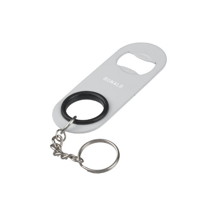 Simple Stylish Bottle Opener Custom Text Bar Key (Back Angled)