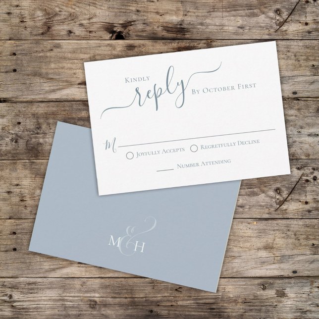 Simple Stylish Calligraphy Dusty Blue Meal Choice  RSVP Card (Creator Uploaded)