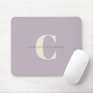 Simple Stylish Chic Monogram Name in Dusty Lilac Mouse Pad