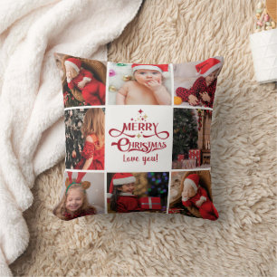 Simple & Stylish Christmas Photo Collage Throw Pil Cushion