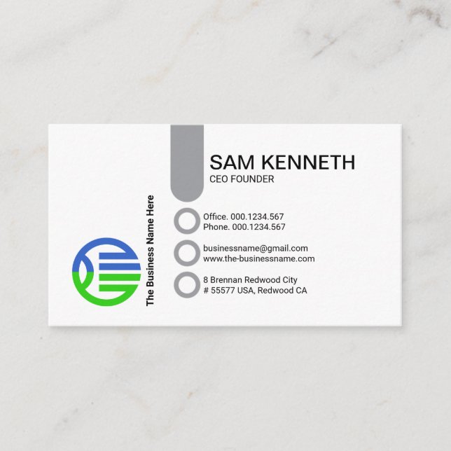 Simple Stylish Column Button CEO Founder Business Card (Front)