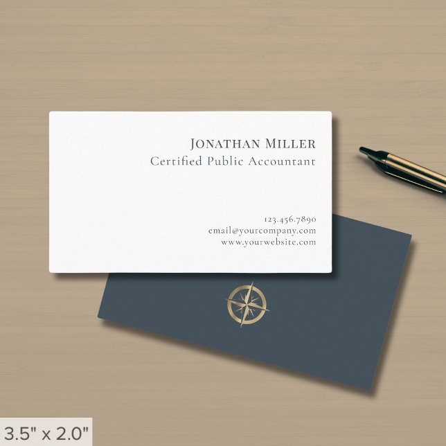 Simple Stylish Compass Logo Business Card (Creator Uploaded)