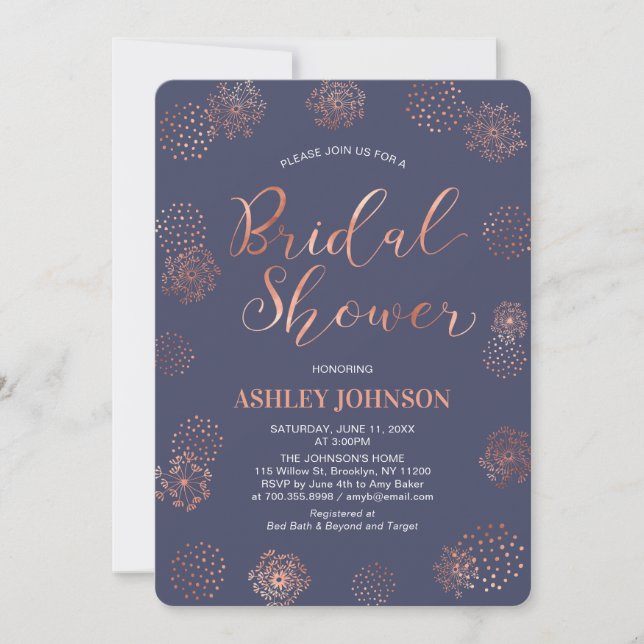 Simple Stylish Copper Bridal Shower Invitation (Front)
