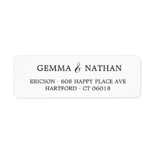 Simple Stylish Couples Name Black Return Address
