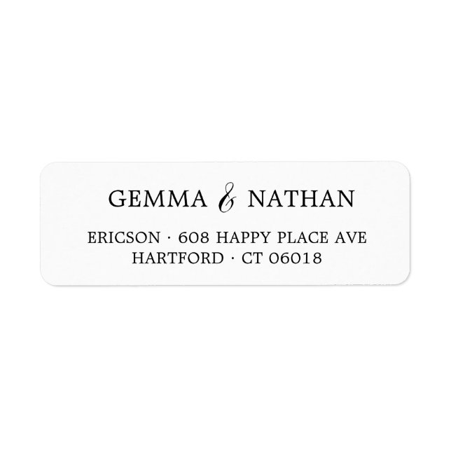 Simple Stylish Couples Name Black Return Address (Front)